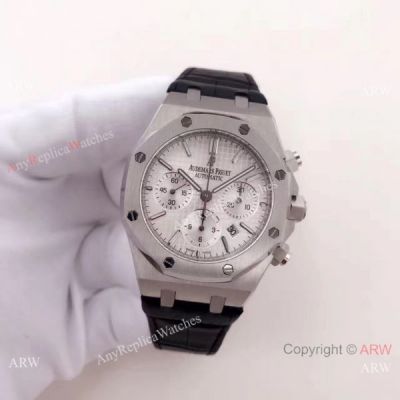 Clone Swiss 7750 Audemars Piguet Royal Oak Stainless Steel White Chronograph Fashion Watch